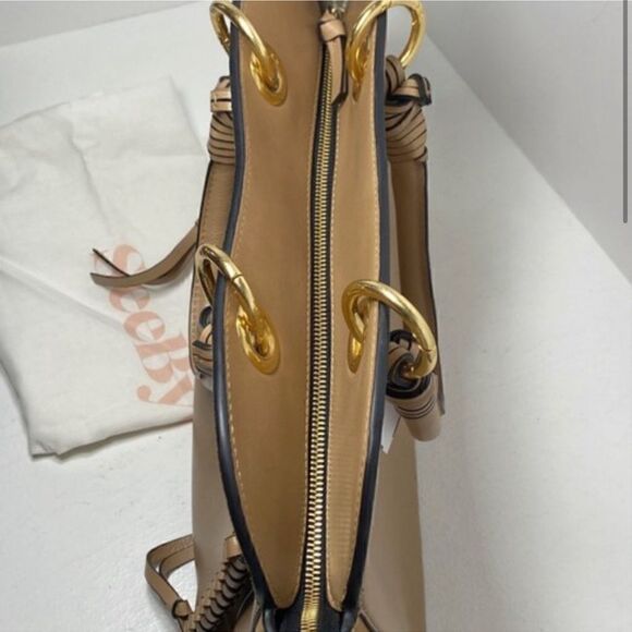 See by Chloé Tilda Whipstitch Grab Brown Leather Shoulder Bag Tan - Picture 3 of 6